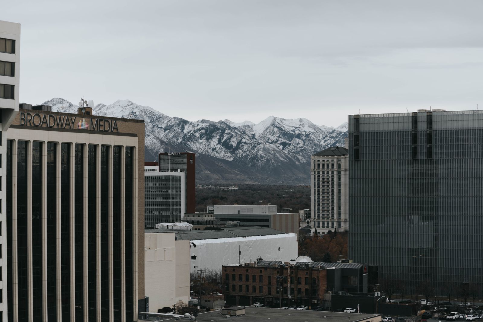 Skyline and mountains near our Denver office